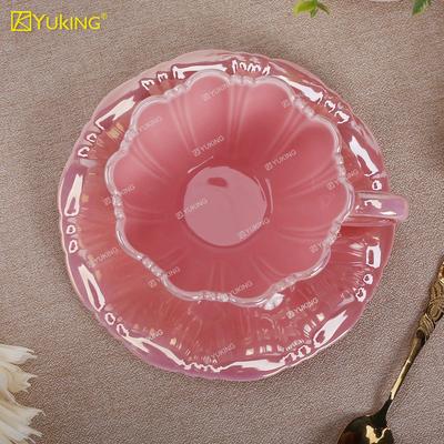 Hot Sale Fashion Girls Afternoon Tea Household Petal Ceramic Mug Coffee Cup 290ml Luxury Good-looking Gift Cup and Saucer Set