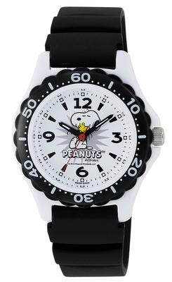Uhr Analog Snoopy Wasserdicht Urethan Armband Weiß x Schwarz [Q&Q] AA96-0016