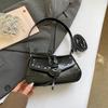 Y2k Rivet Belt Design Pu Shoulder Underarm Bags for Women Solid Color Cool Girls Crossbody Bag Simple Female Phe Handbags