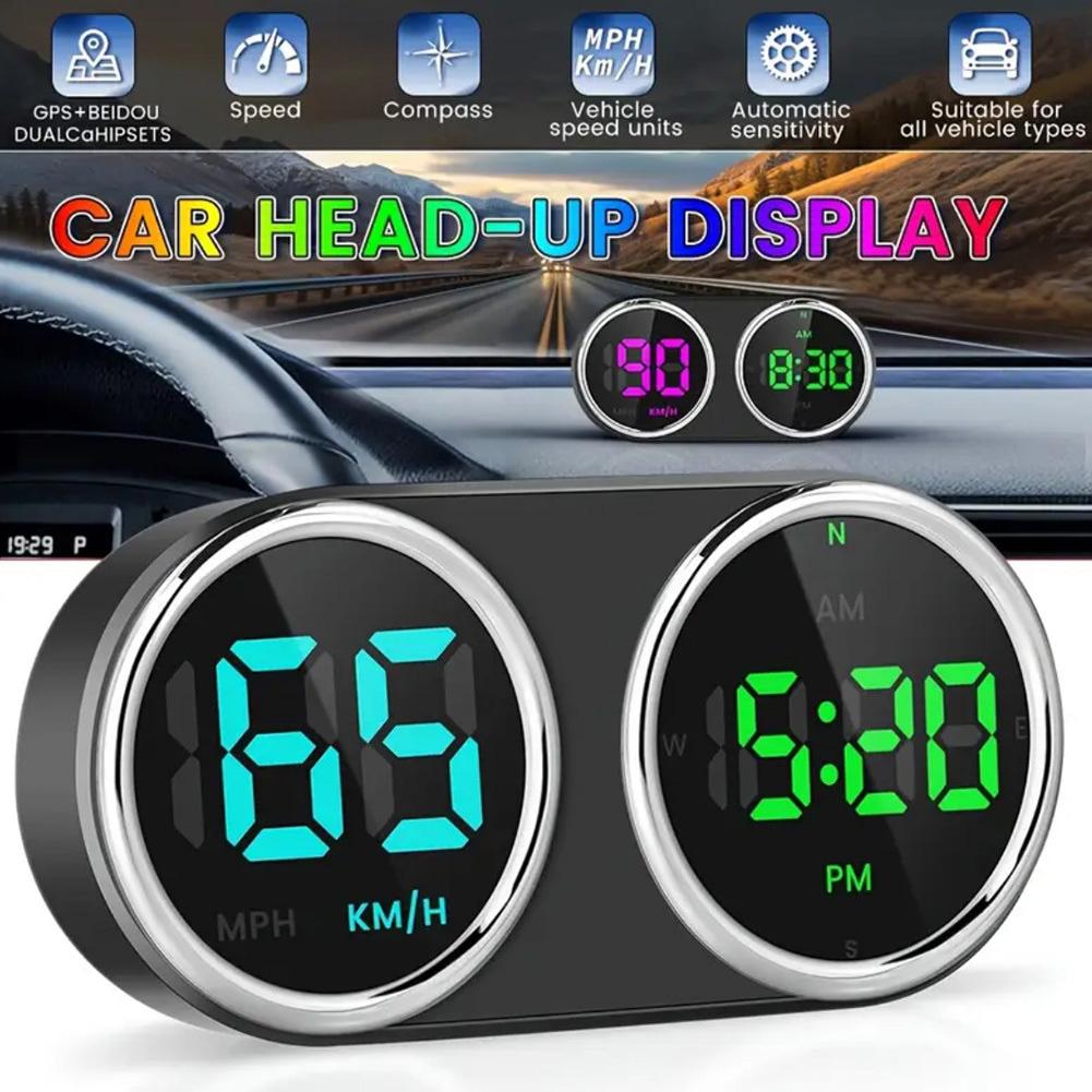 7-Farben HUD GPS-Tachometer Digitale Uhr mit Geschwindigkeitsüberschreitungsalarm KMH MPH
