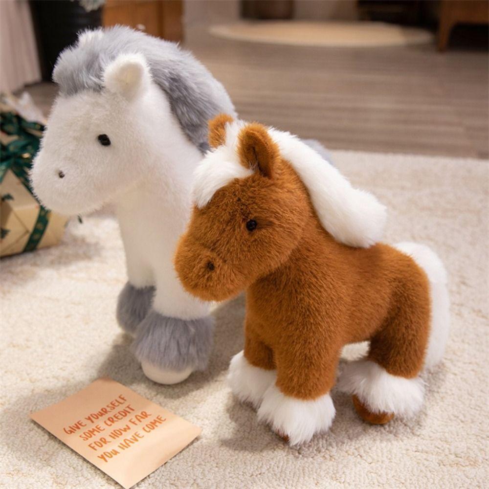 Standing Pony Plush Toys Long Mane Cartoon Horse Stuffed Toy Foal Plush Doll Easter Gifts
