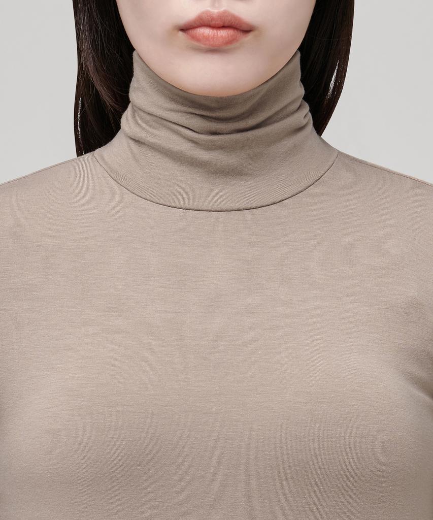MUSINSA STANDARD WOMAN Women'S Tencel Slim Turtleneck T-Shirt [Dusty Beige]