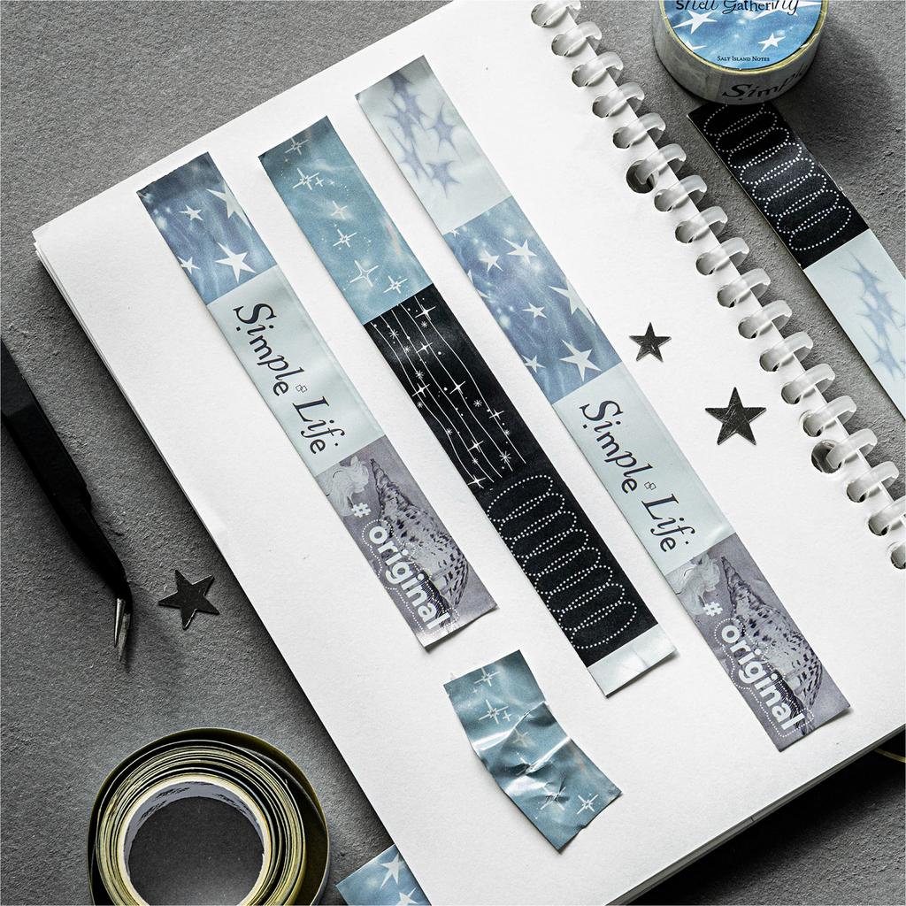 20mm * 2m Salt Island Diary Series Kawaii Ins Flash Sand Laser Silver Washi Tape Creative Handbook Scrapbooking Material