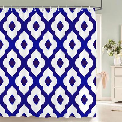 1 Pcs Simple Patterned Polyester Shower Curtain Waterproof Fabric, Thickened Mildew Polyester Bathroom Partition Curtain