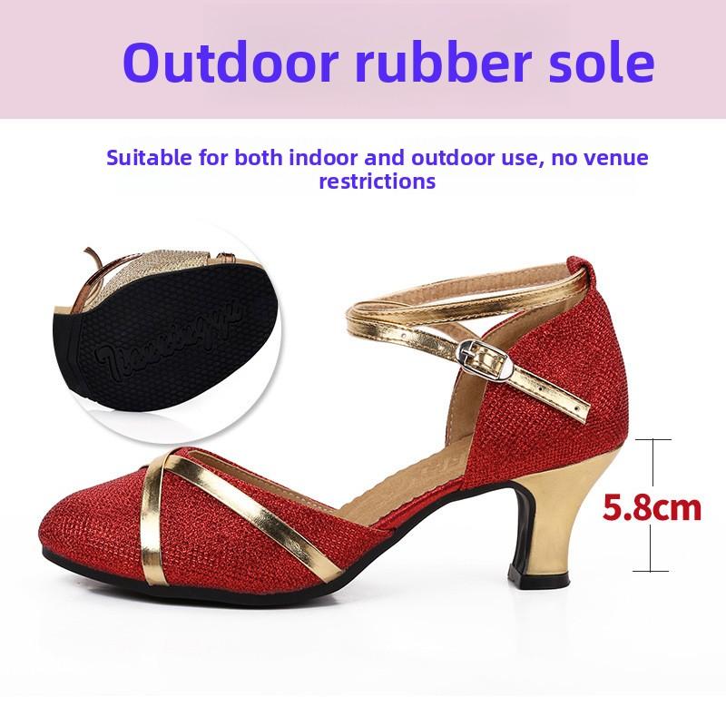 Professional Latin Dancing Shoes Women Soft Rubber Sole Closed Toe Fashion Modern Tango Ballroom Party Lady Latin Dance Shoes