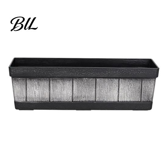 Long Flower Planter for Railings 18 Inch Rectangular Box, Imitation Wood Grain Window Box Planter, Plastic Vegetables Non Deformable Plant Basins