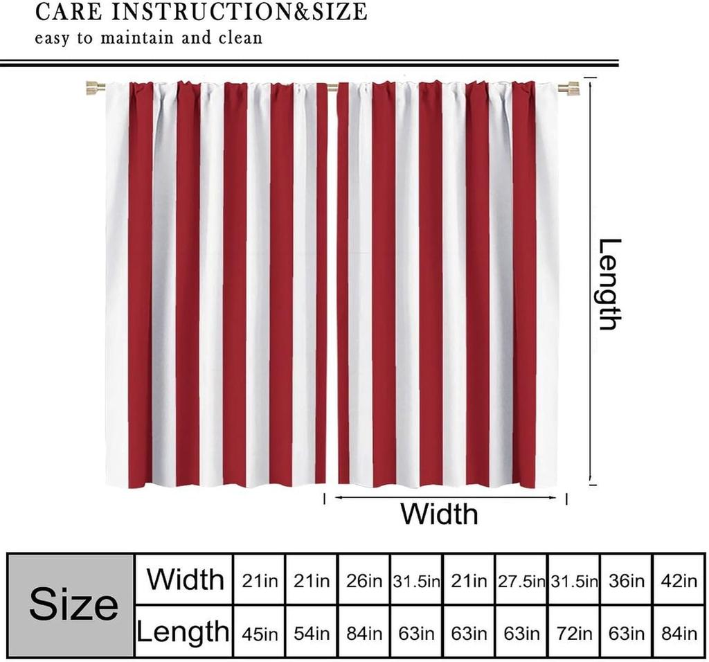 Red White Striped Curtains Vertical Stripe Geometric Modern Chic Style Curtain Bedroom Living Farmhouse Made Of Polyester Window Treatment