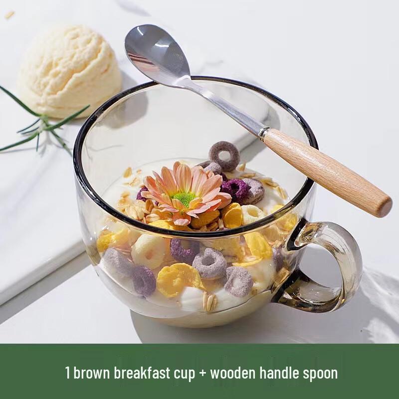 Changbaosen Glas-Frühstückstasse mit großem Fassungsvermögen