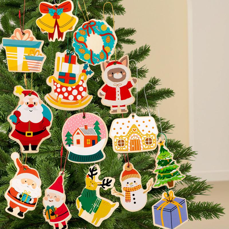 Original Christmas Gift Pendant: Santa Claus & Gingerbread Man Tree Ornaments with Gift Box
