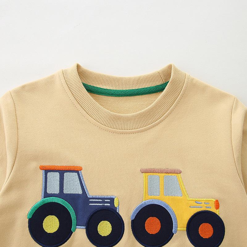 Kids' Cartoon Embroidery Crew Neck Sweatshirt - European & American Autumn Style