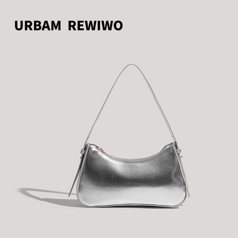 Textured Red Baguette Underarm Bag for Women 2025 New Trend Elegant Simple Handbag Versatile Temperament Shoulder Bag серебряный