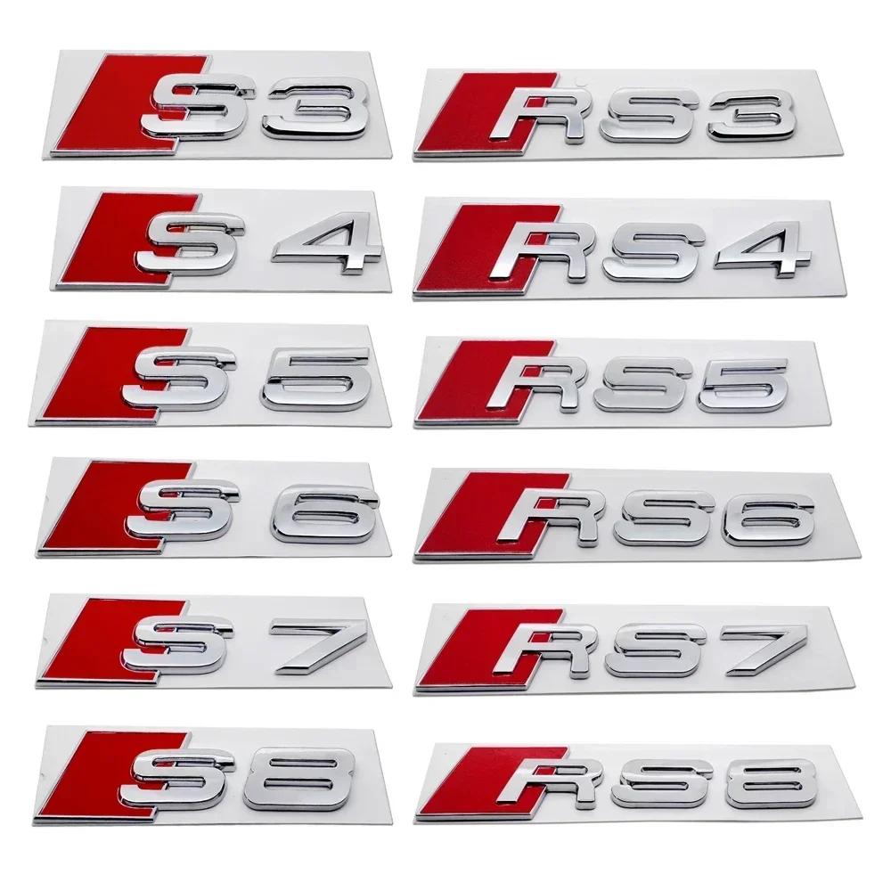 ABS Car Trunk Emblem Sticker for S Sline RS6 RS8 S3 S4 S5 S6 S8 RS3 RS4 RS5 Logo SQ3 SQ7 A3 A5 A8 Rear Tail Badge Accessories