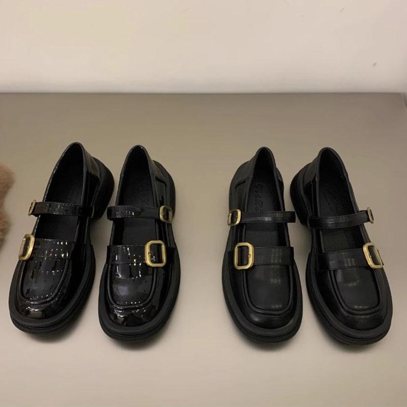 Fashion Thick Sole British Style Mary Jane Loafers Women Shoes 2025 Spring Retro Black