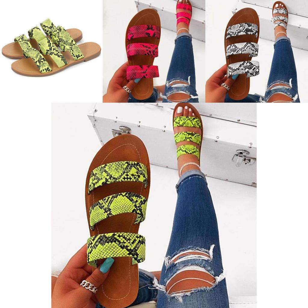 Stylish Women's Snakeskin Slippers Casual Flats Sandals Perfect For Summer Days