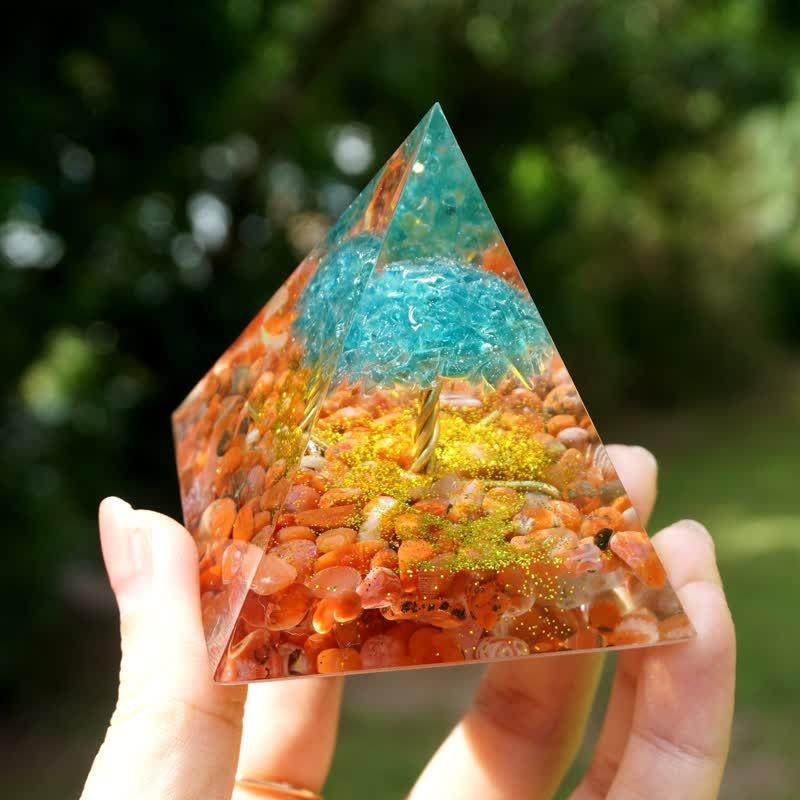 Krystalkugle Pyramide Knust Krystal Epoxyharpiks Håndlavet Skrivebordsudsmykning, Boligdekoration, Gave til Jul, Halloween, Nytår