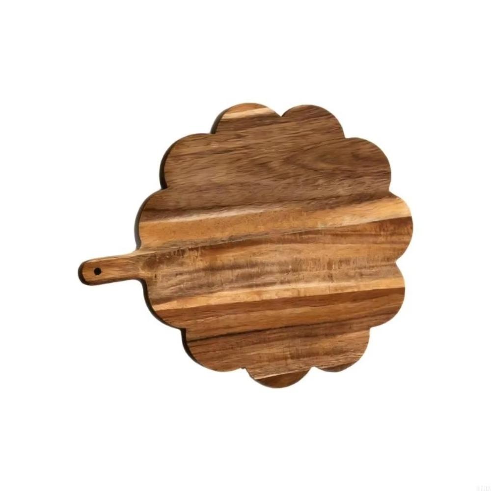 Scalloped Edge Wood Cutting Board Rustic Bread Board Multi-Purpose Pizza Board Cutting Meat Round