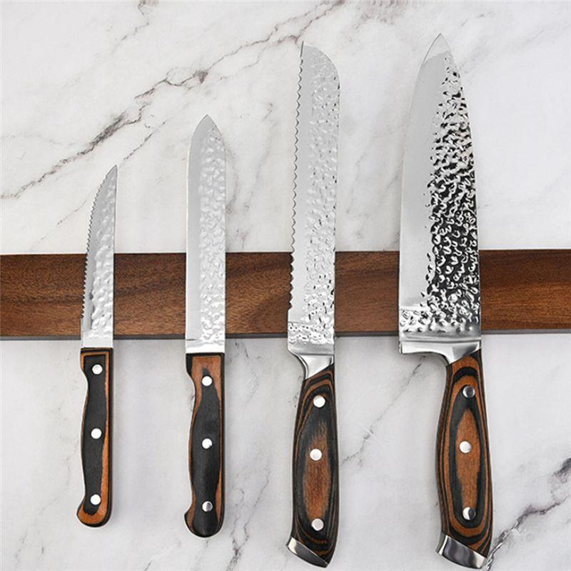 BHBL Wooden Strip Magnetic Knife Holder Wall Mount for Metal Knives Wood Block Magnet Knives Rack Kitchen Tool