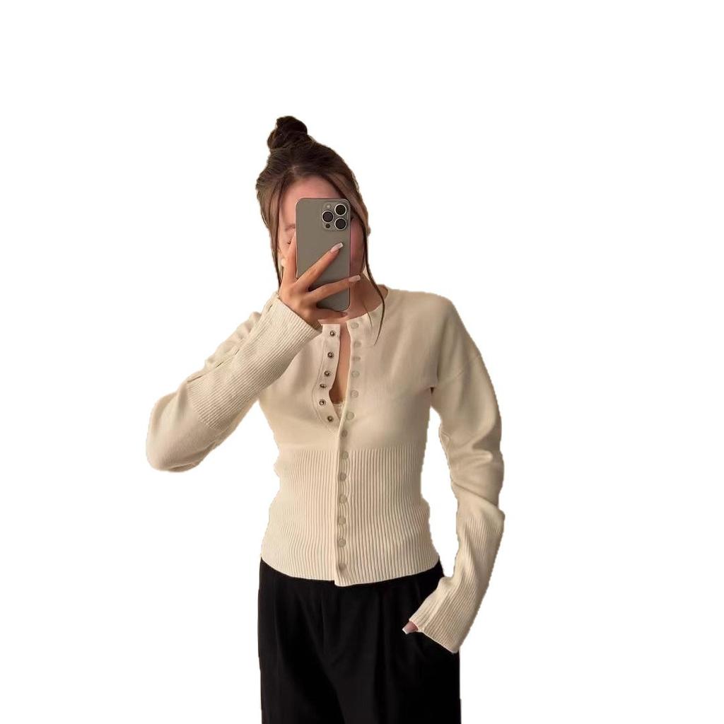 Knit Button Front Long Sleeve Cardigan Sweater