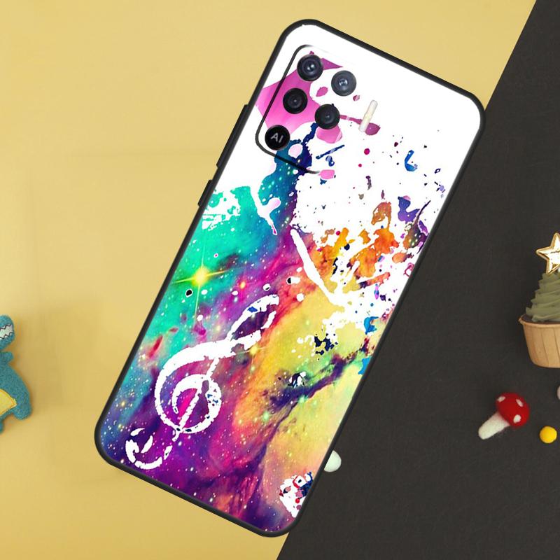 Treble Clef Music Note Case For Oppo A5 Pro A6 A15 A16 A76 A96 A17 A57 A98 A58 A78 A18 A38 A54 A74 A94 A40 A60 A80