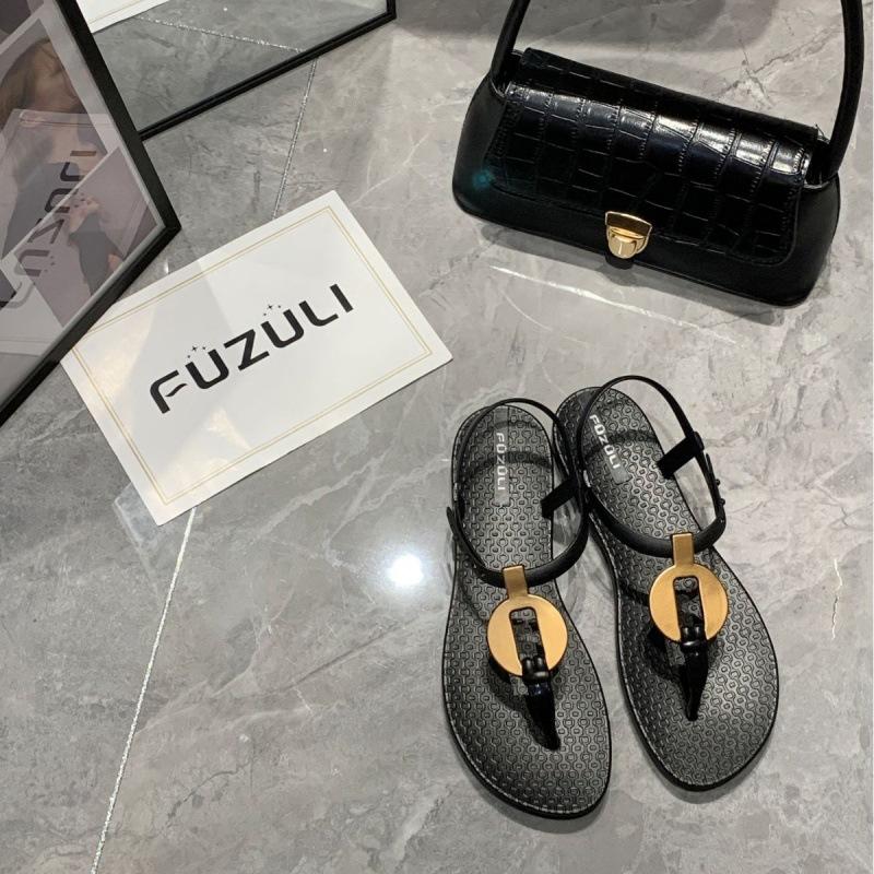 Yttersandaler dam sommar ny mode casual klämma platta sandaler student enknapp strand sandaler