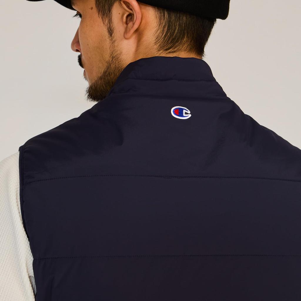 Jacket Stretch Thermal Windproof Water Repellent Script Logo Zip Vest Golf Navy [Champion] Men's C3-AG604