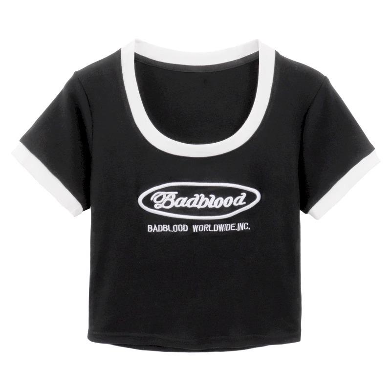 

Женский укороченный топ Rose Red Square Neck Slim-Fit с короткими рукавами XL чёрный