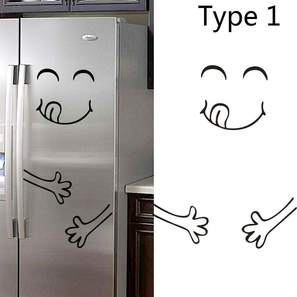 2pcs Smile Refrigerator Stickers Vinyl Refrigerator Wrap Fridge Wrap  Refrigerator