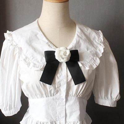 Spilla Cravatta Nera Per Completi Da Donna E Ragazza Fiore Spilla Per Colletto Camicia Bianca Spille a Fiocco in Nastro Fatte a Mano