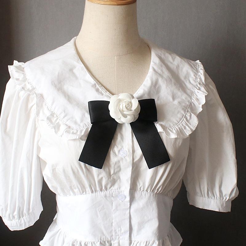 Broche Laço Preto Para Fatos Femininos E De Menina Broche Flor Para Colarinho De Camisa Branca Alfinetes Laço De Fita Feitos À Mão