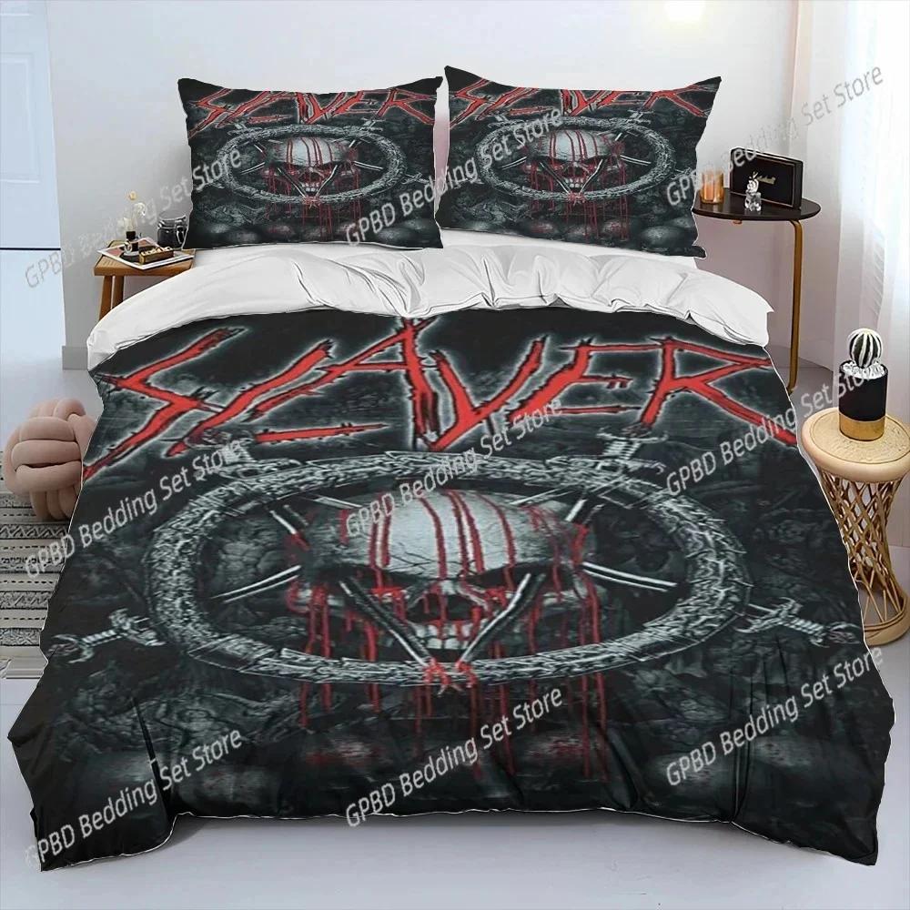 3D Print Slayer Heavy Metal Bplus Music Beding Set Bedrom Soft Modern Bedspreads Comefortable Soft with Soft Fabric Duvet Cover Quilt Pilowcase