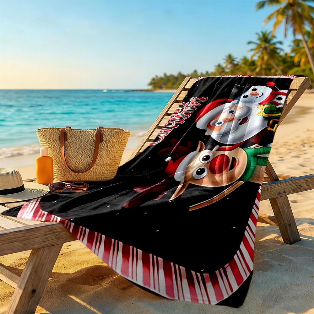 Christmas Beach Towel Super Soft Microfiber Quickdry Fabric Comfortable Lightweight