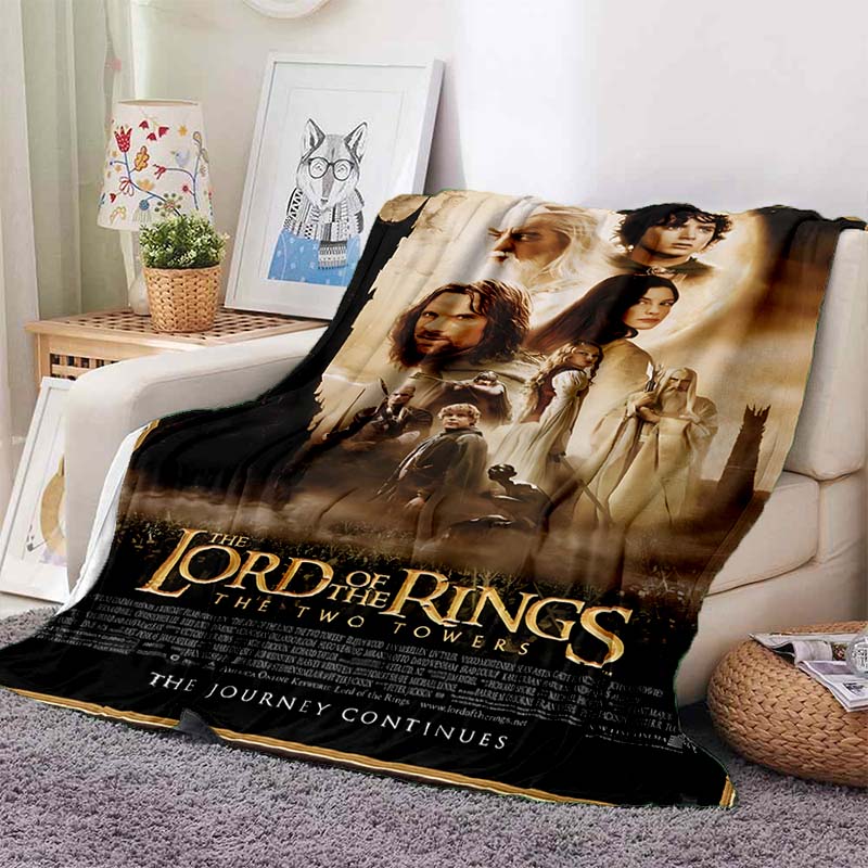 L-Lord of the Rings Movie Print Flannel Blanket Soft Warm Throw For Sofa Bedroom Home Decor Fantasy Film Fan Birthday Present