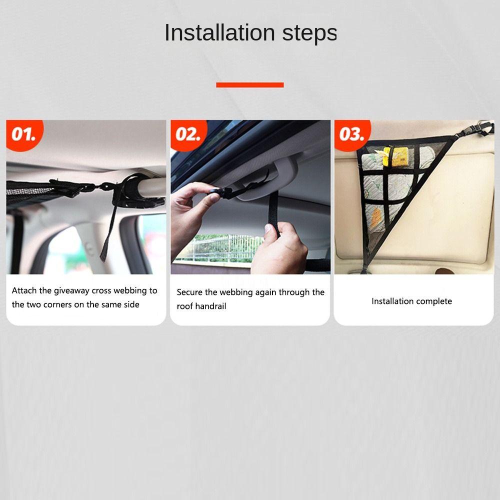 Adjustable Car Ceiling Triangle Net Double-layer Mesh Roof Organizer  Car Interior