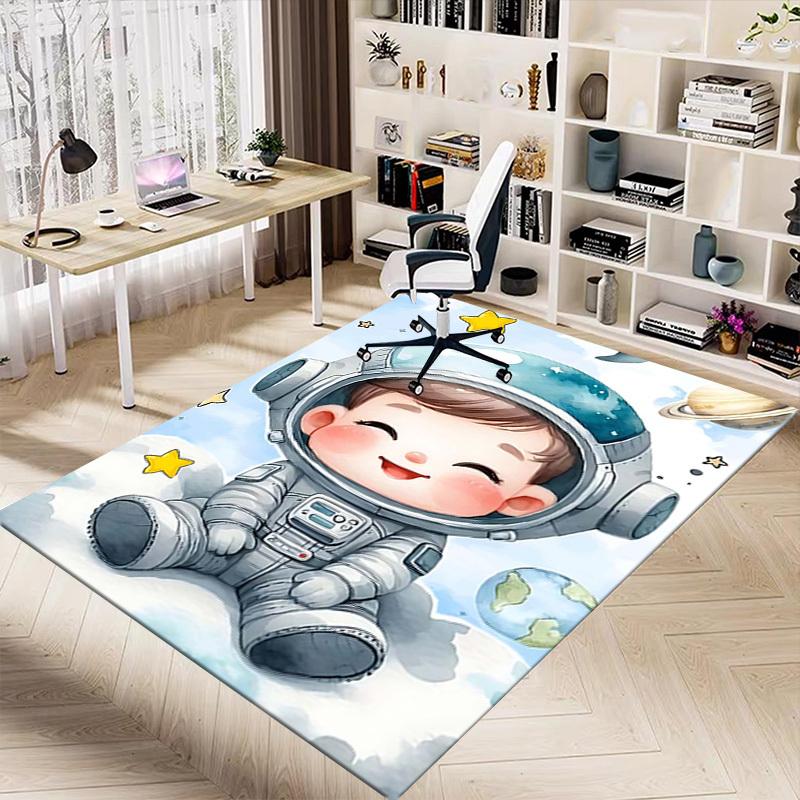 1PC space explorer astronaut Non-Slip Floor Carpet Compatible for Office&Living Room&Bedroom&Dining room - Flat-Weave Machine-W315