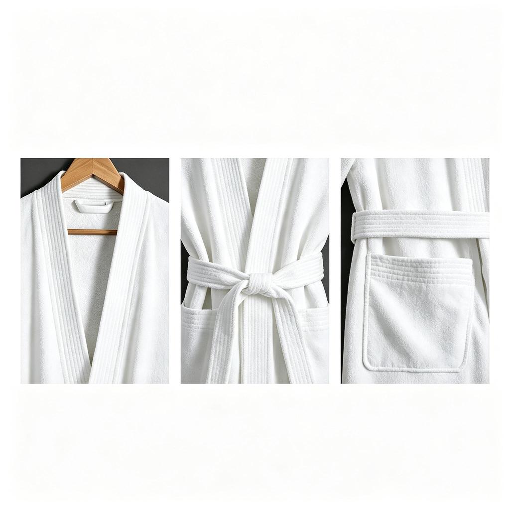 Unisex Cotton Hotel Bath Robe,Soft Absorbent Adult Bath Gown For Hotel Homestay Home All‑Season Use