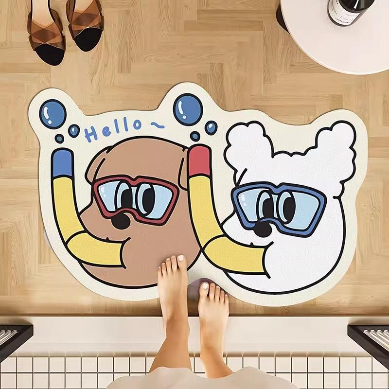 Household Absorbent Leather Floor Mat Bathroom Technology Leather Floor Mat Non-Slip And Wear-Resistant Absorbent Toilet Floor Mat Can Be