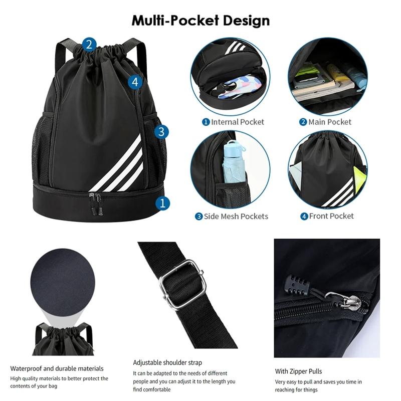 New Design Sports Backpacks Soccer Drawstring Bag Gym Backpack Travel Hiking Draw String Back Bag Multi-Pocket Waterproof