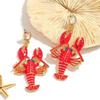Ocean Series Personalized Earrings Diamond Lobster Decorative Earrings Lobster Earrings  Vacation