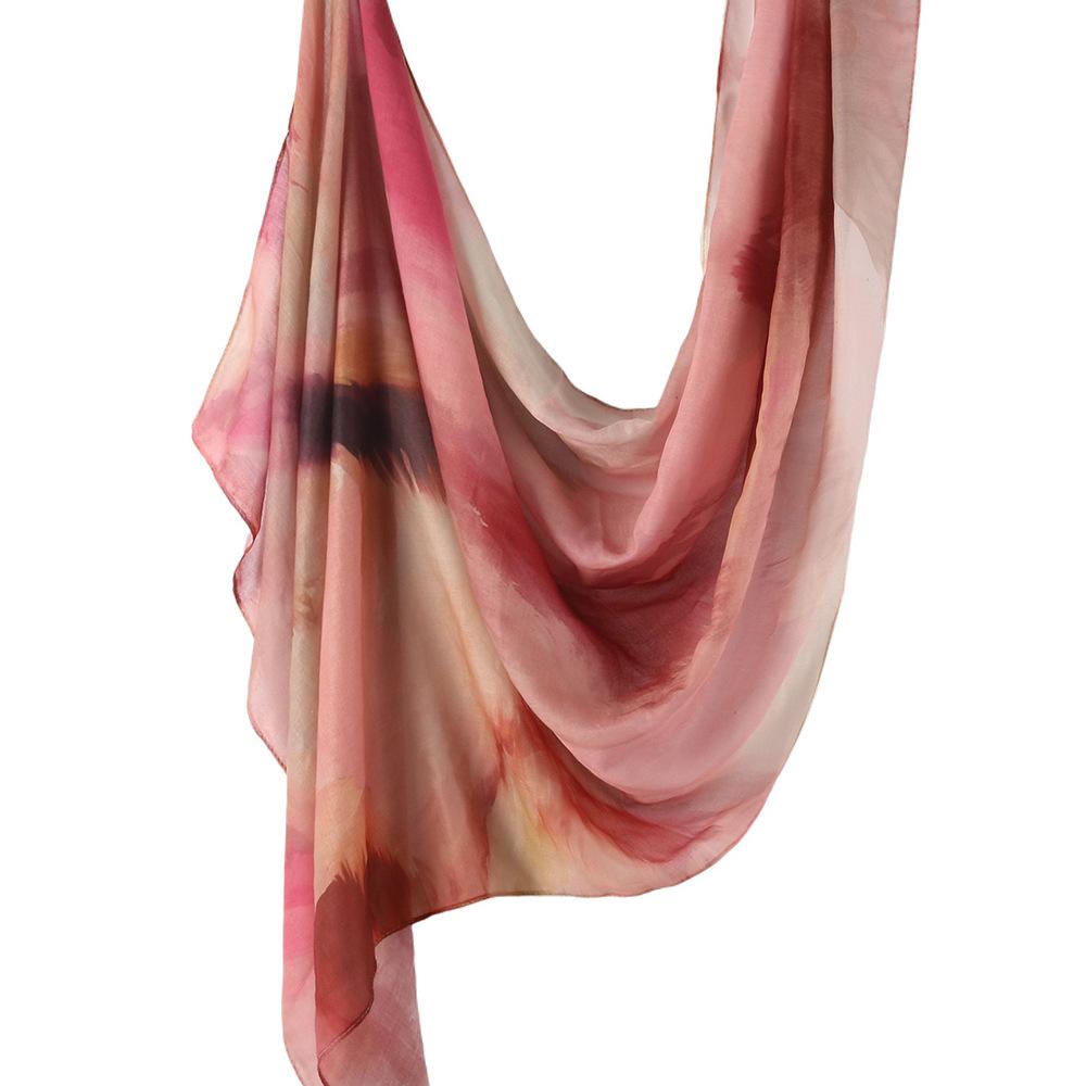 "Ethnic Watercolor Modal Cotton Shawl Satin Print Scarf for Women"