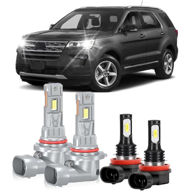 

For Ford Explorer 2011-2015 Lights Bulbs Combo, 4Pcs Super Bright 6000K White Dual Beam and Fog Lights Blubs Package, 800% Brightness, Plug and Play
