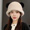 A faux mink fur environmentally friendly artificial fur bear ear hat for women with thick winter ear protection