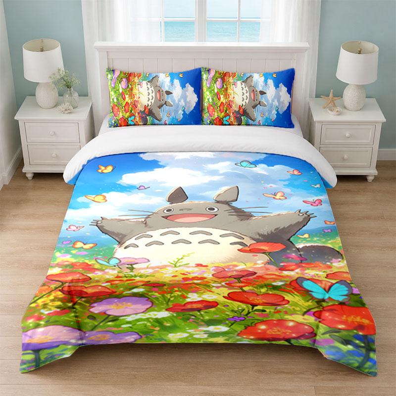 My Neighbor Totoro Bedroom 3Pcs Bedding Set Soft Bed Sheet Pillowcases Home Bedding Decoration