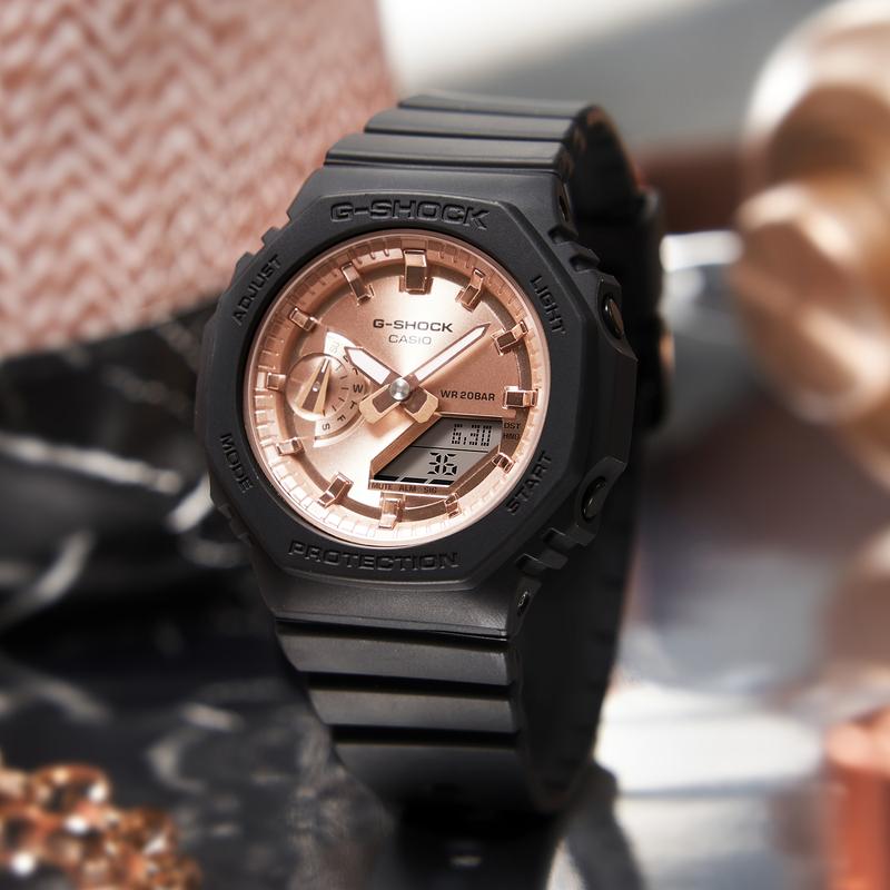 CASIO G-SHOCK series can be purchased in gift boxes for students, versatile pink gold octagonal sports, waterproof and shockproof, Quartz, GMA-S2100MD