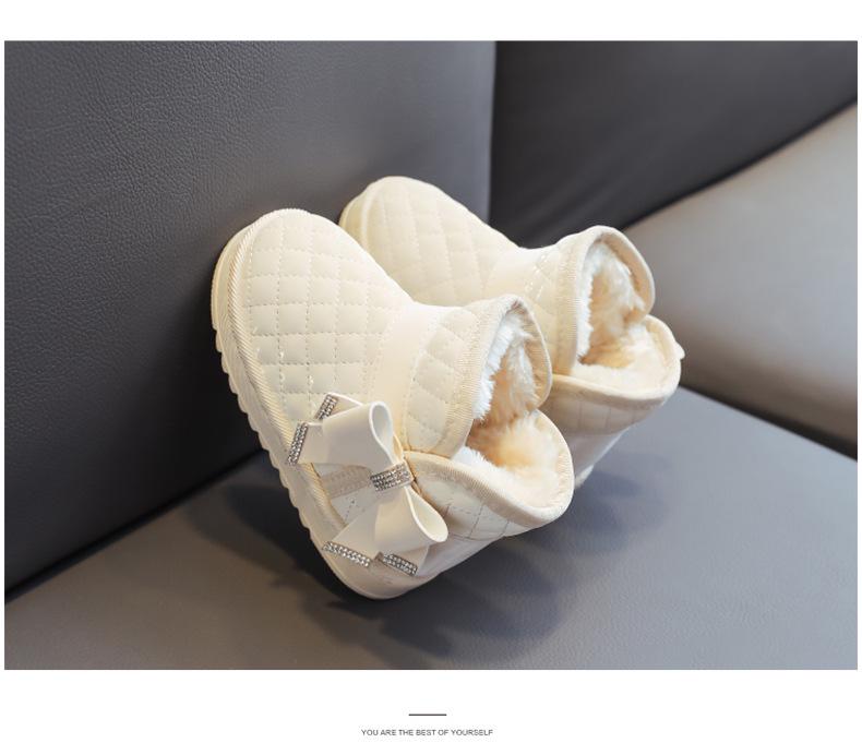 Bottes d'hiver imperméables pour filles doublées en polaire - Antidérapantes, chaudes chaussures de neige pour enfants