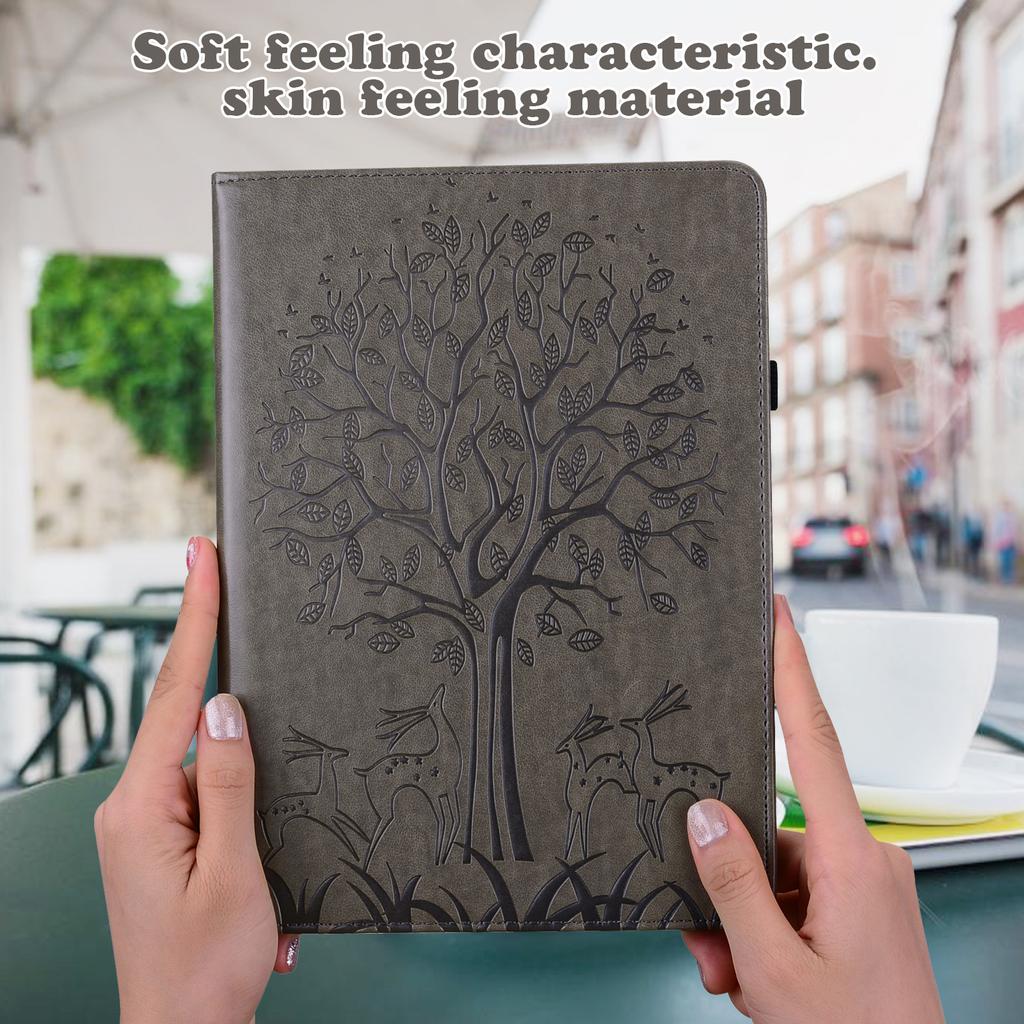 For Xiaomi Redmi Pad SE 4G 8.7 Inch Case PU Leather Stand Tree Deer Pattern Tablet Cover