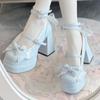 Bow Women Heeled Sandals Platform Mary Jane Shoes Woman Summer 2025 Trend Lolita Elegant Dress Chunky Pumps Zapatillas De Mujer