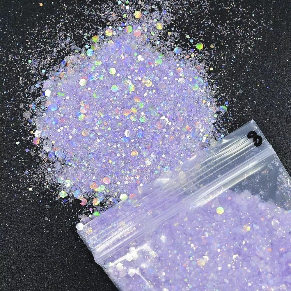 50G PET Nail Diamond Glitter Sequins Hexagon Holographic Glitter Glitter Powder Polish Decoration
