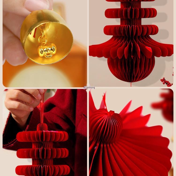 2025 Year of the Snake Spring Festival 3D Lantern Pendant & Honeycomb Ball Decorations