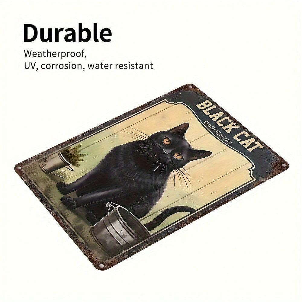 Vintage Black Cat Metal Wall Sign Retro Home Decor Iron Tin Art