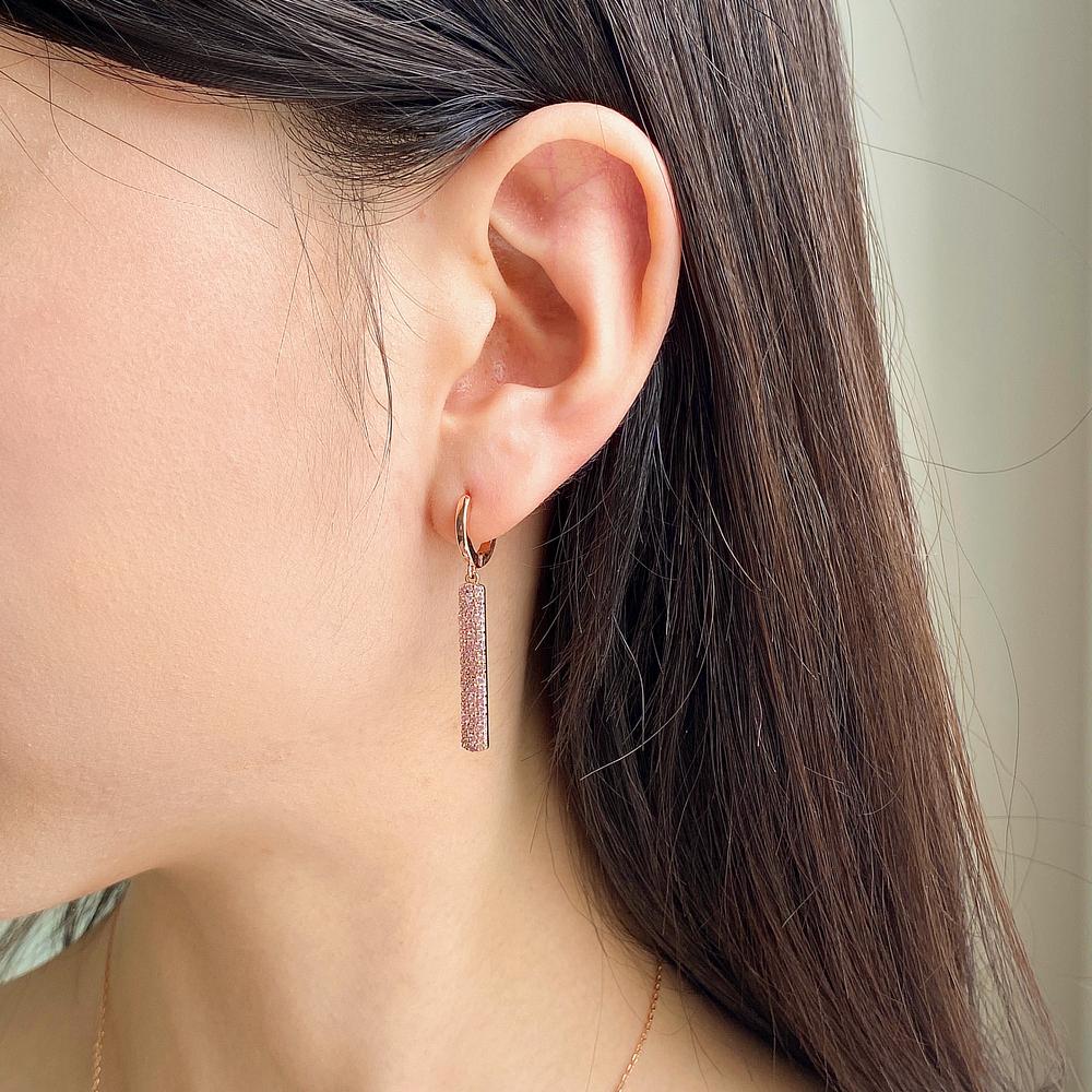 Monograph Piper Earrings Mger0399 14K Gold Plated (Rose Gold + Pink Cubic Zirconia)